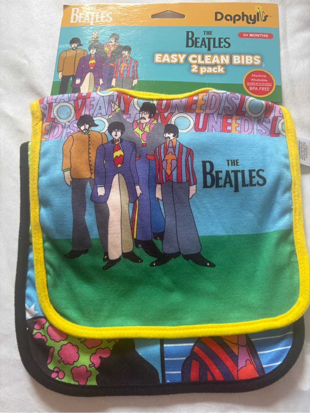 The Beatles Kids Bibs - Blue, Green, Yellow